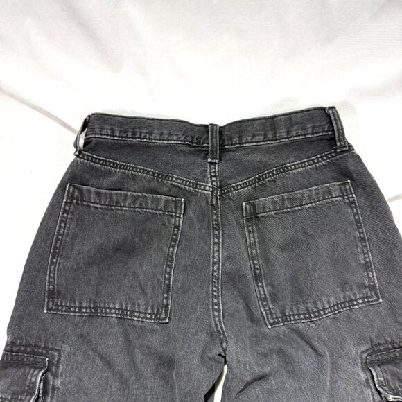 Old Navy Baggy Wide Leg Jeans Kids 18 Black Cargo Skater Grunge - Picture 4 of 10